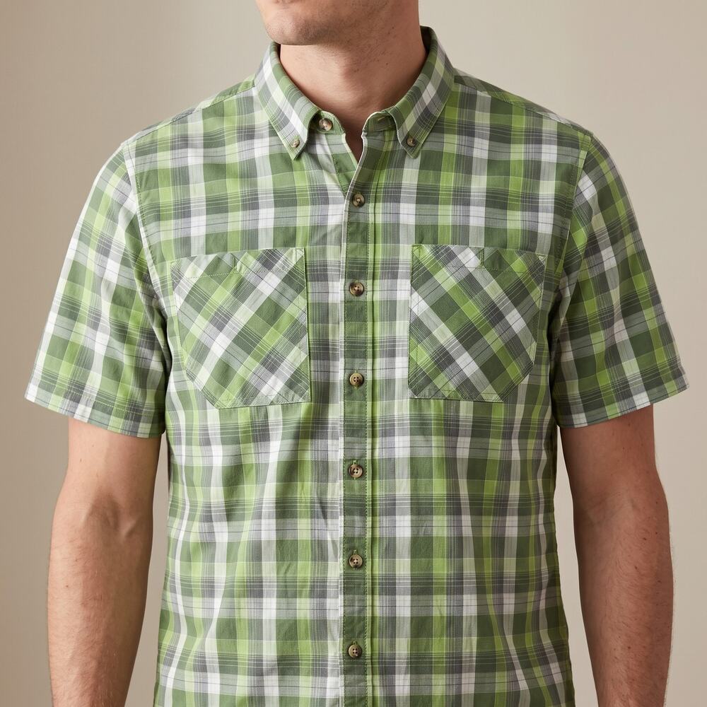 L.L. Bean Men's Plaid Button Down Shirt Green Gorpcore Outdoor Pockets L Tall